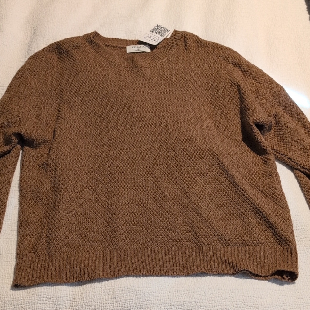 Zenana Outfitters Brown Crew Neck Sweater